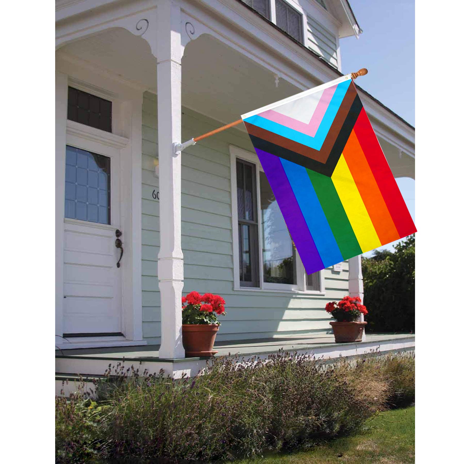 Progress Pride Rainbow Flag,3 x 5 Foot Progressive Pride Flag 100 D Polyester Outdoor Flag,Bright and Vivid Colors Bisexual Trans LGTBQ Community Gay Pride Banner,UV Fade with Brass Grommets