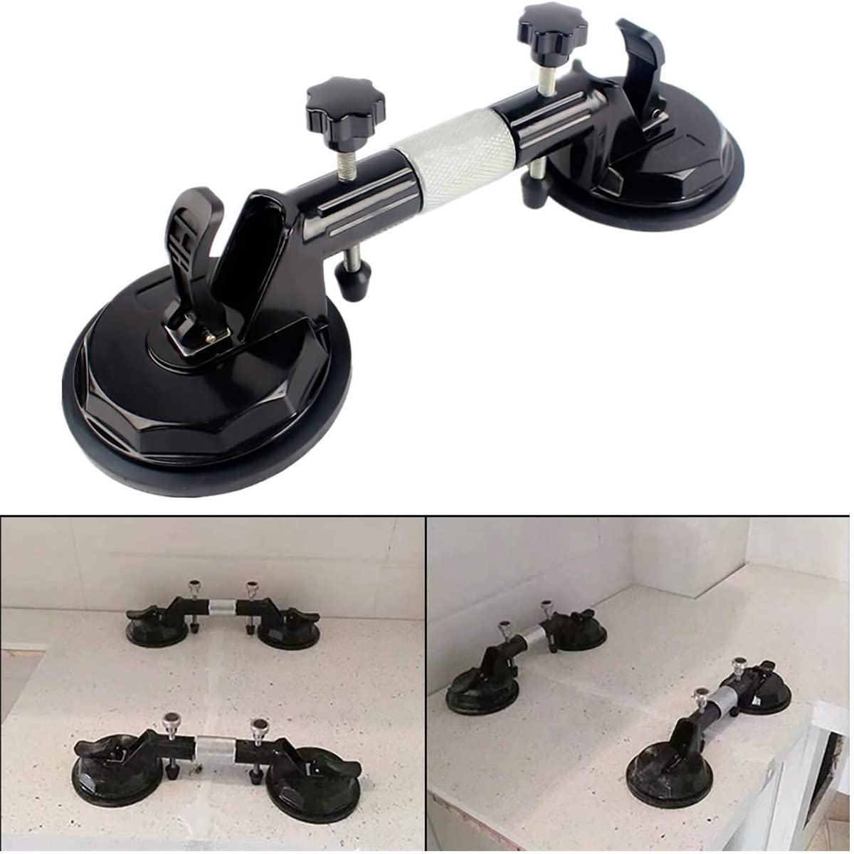 2Pcs Granite Seam Setter, Adjustable Vacuum Suction Cup, Seamless Stone Seam Setter for Seam Joining and Leveling, Professional Countertop Installation Tool for Granite, Stone, Marble, Slab (2Pcs)