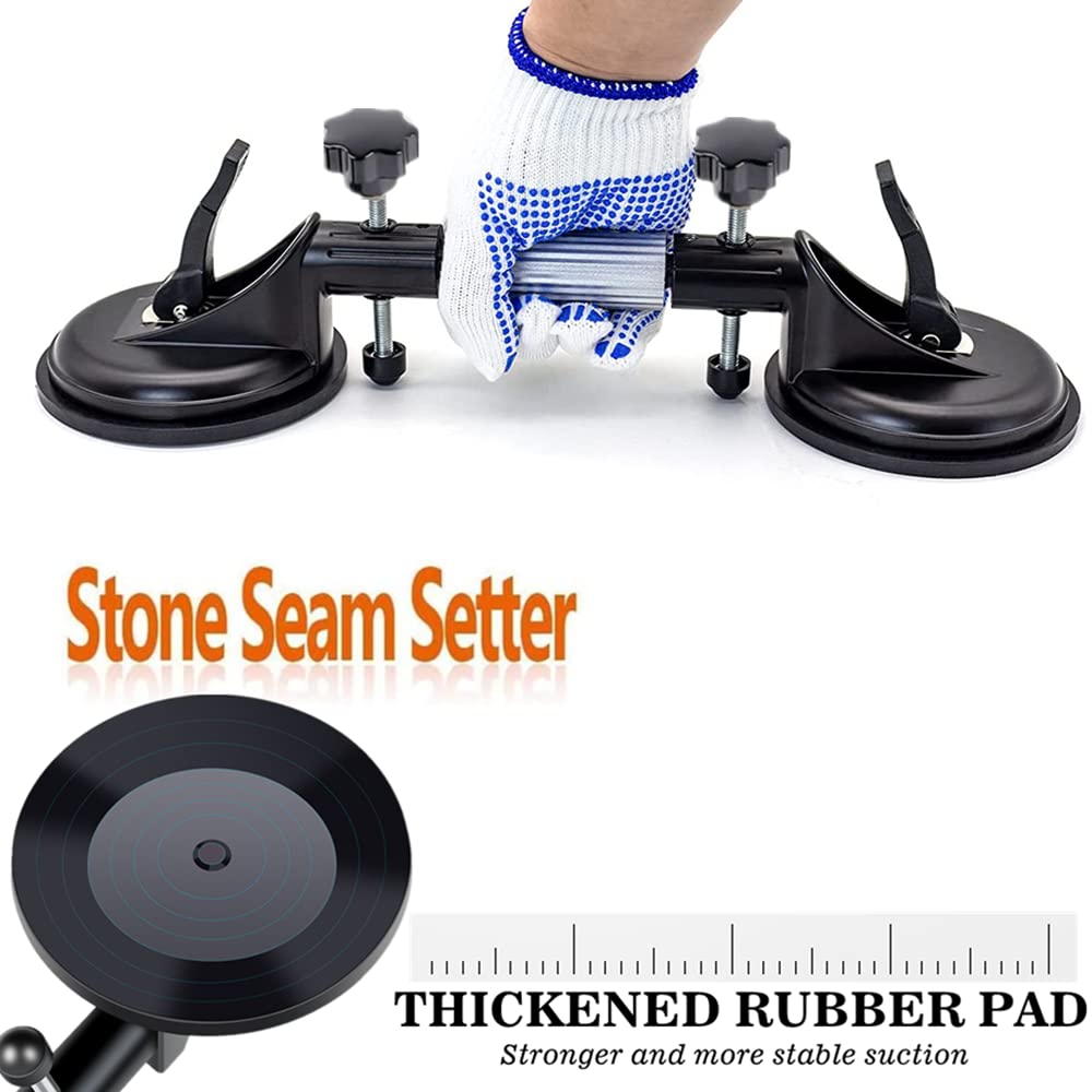 2Pcs Granite Seam Setter, Adjustable Vacuum Suction Cup, Seamless Stone Seam Setter for Seam Joining and Leveling, Professional Countertop Installation Tool for Granite, Stone, Marble, Slab (2Pcs)