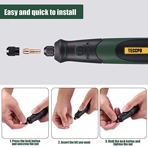 Cordless Rotary Tool TECCPO, 3.7V With 50pcs Accessories, USB Charging Mini Rotary Tool, 3-Speed for Light DIY, Polishing, Cleaning and Engraving