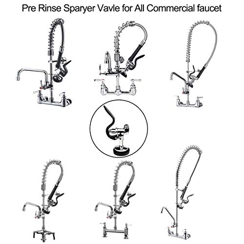 XIUBE Pre-Rinse Spray Valve for Commercial Kitchen Sink Faucet, Commercial Faucet Sprayer Head Replacement Kit with 1.42 GPM Spray Face for Restaurant Industrial Faucets