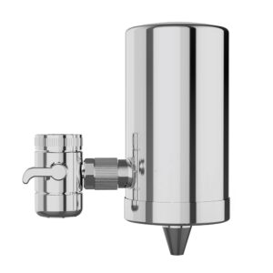 AFaucet 1 Faucet Water Filter 304 Food Grade Stainless Steel Filtration System Reduces Lead Chlorine & Bad Taste - Fits Standard Faucets (1 Filter Included)