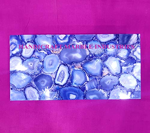 Blue Agate Table Top/Back splash, 24 x 18 Inch, Customize Size, Counter Top Blue Agate Rectangle Table, Rectangular Agate Table