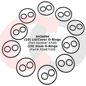 (10 Sets) Replacement Valve Cover & Stem O-Rings for Jandy Space Saver Valves (1.5 to 2”) (Part Numbers 6749 and R0487100)