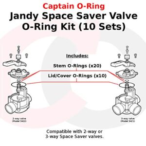 (10 Sets) Replacement Valve Cover & Stem O-Rings for Jandy Space Saver Valves (1.5 to 2”) (Part Numbers 6749 and R0487100)