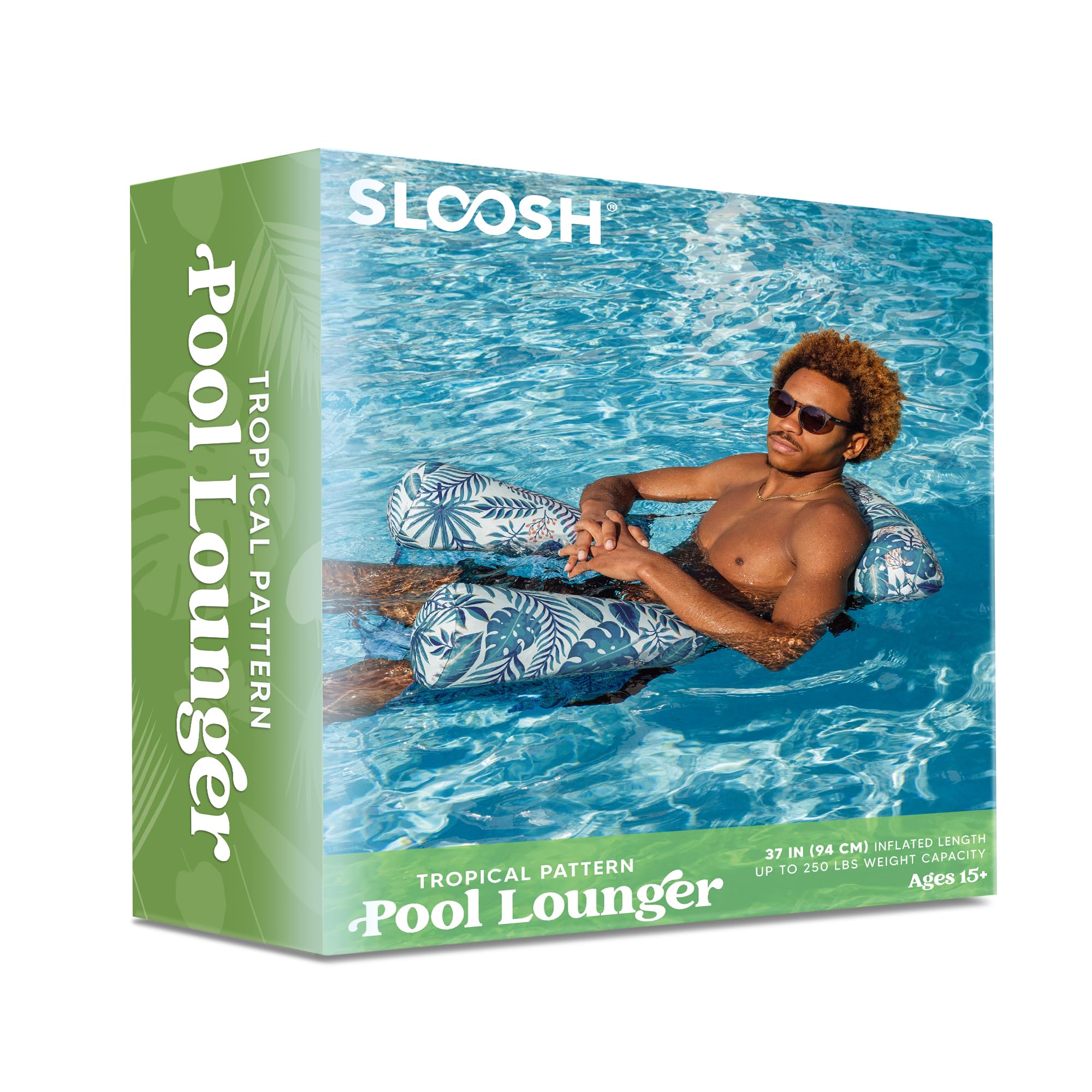Sloosh Pool Floats Chairs Adult, Inflatable Pool Lounge Chairs,Plant Pattern Floating Pool Hammock Chair for Adults,Blow up Pool Noodles Floats for Pool Party Summer Water Fun(Tropical Leaves)