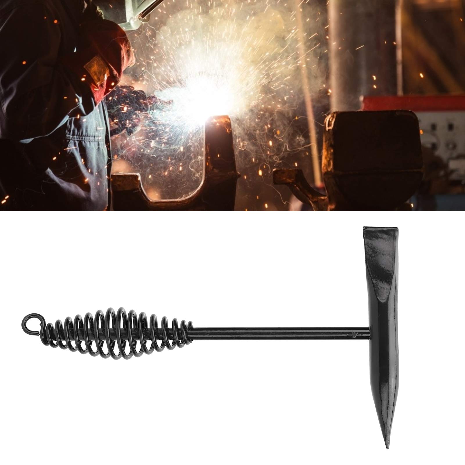 2pcs Welding Hammer, Stainless Steel Welding Chipping Hammer Durable Slag Hammer with Coil Spring Handle Shock Absorbing Welder Hammer