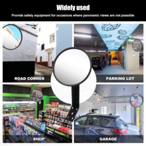 CNQLIS 8 Inch Convex Mirror Outdoor with Adjustable Wall Fixing Bracket,Driveway Mirror,Blindspot Traffic Mirror for Driveway Garage Park Outdoor Wide Angle View Curved Security Blind Spot Mirrors