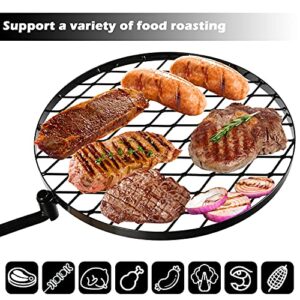 OKL Adjustable Swivel Campfire Grill Grate, Portable Heavy Duty Steel Go Open Fire Cooking Camping Grill Barbecue with Water Bottle Support Frame for Griddle Plate BBQ (18 Inch)