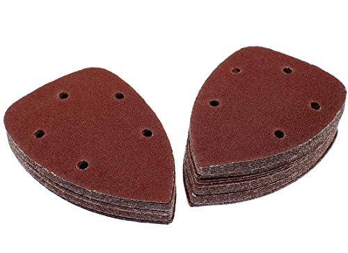 Cionyce 50 Pcs 80 Grit Mouse Detail Sander Sandpaper 5 Hole Mouse Sandpaper Hook and Loop Sander Pads Sanding Sheets for 140mm Sanding Machine