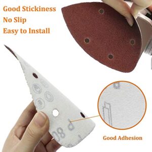 Cionyce 50 Pcs 80 Grit Mouse Detail Sander Sandpaper 5 Hole Mouse Sandpaper Hook and Loop Sander Pads Sanding Sheets for 140mm Sanding Machine