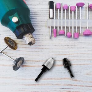 Keyless Drill Chuck Bit 1/4 Inch Hex Shank Keyless Drill Chuck Fast Change Converter Extension Screwdriver Drill Adapter in 0.3-6.5 mm, 0.3-3.6 mm for Impact Drill Tool Attachment (2 Pieces)
