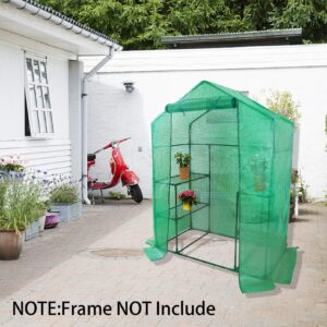 Walk-in Greenhouse Replacement Cover with Roll-Up Zipper Door-56x29x76 Inch PE Plant Gardening Greenhouse Cover for Gardening Plants Cold Frost Protection Wind Rain Proof (Frame NOT Include)