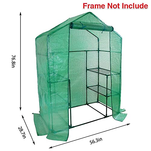 Walk-in Greenhouse Replacement Cover with Roll-Up Zipper Door-56x29x76 Inch PE Plant Gardening Greenhouse Cover for Gardening Plants Cold Frost Protection Wind Rain Proof (Frame NOT Include)