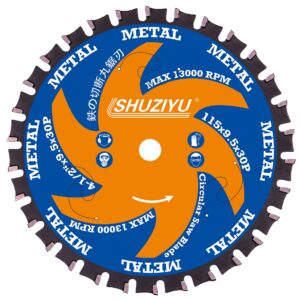 LSHUZIYU 4-1/2" (115mm)-30T, Metal Working Circular Saw Blade, Arbor 3/8"(9.5mm), Use on All Brand 9.5mm Arbor Cordless Saw, Metal, Steel Iron Bar, Sheet, Angle Cutting