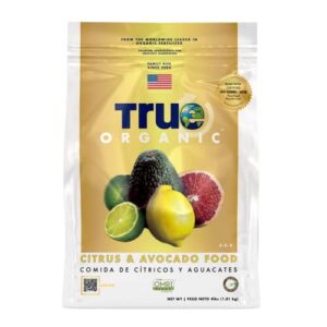true organic citrus & avocado tree food granular fertilizer 4 lbs - cdfa, omri listed for organic gardening npk 4-5-4
