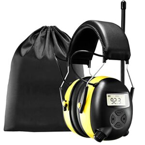 bjking bluetooth hard hat ear muffs, nrr 28db adjustable cap-mounted ear muff, helmet attachable earmuff (yellow)