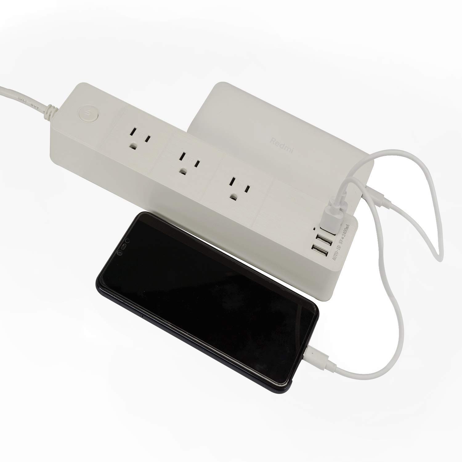 RIGO Power Strip Surge Protector, 3 Outlets, 4 USB Ports, Fireproof Material, UL Certified, 5.5ft Cord, On/Off Switch, White