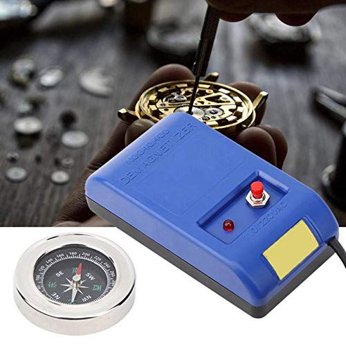 Electrical Demagnetizer Tools + Compass Set Watch Repair Degausser Durable Portable for Watch Repair Degausser(U.S. regulations)