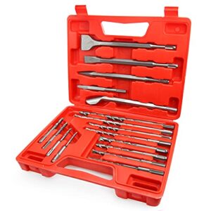 wesleydrill 17pcs rotary hammer & chisels masonry drill bit set, sds plus drill bits set, fit for drilling and cutting in concrete,brick,walls