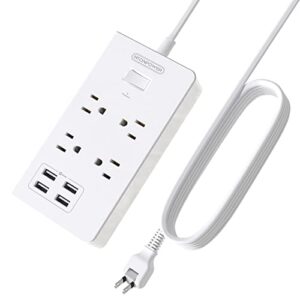 rotating plug 2 prong power strip surge protector, ntonpower two prong extension cord 15 ft, 2 prong to 3 prong outlet adapter, 4 outlets 4 usb ports,non-grounded outlets ideal for old house, white