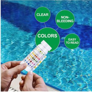 SuperCheck 6 Ways Pool Testing Strips, 7 Parameters, 100 Count, Pool Chemical Testing Kit for Chlorine, Bromine, pH, Alkalinity, Cyanuric Acid and Hardness, Pool and Spa Test Strips, Pool Water Tester