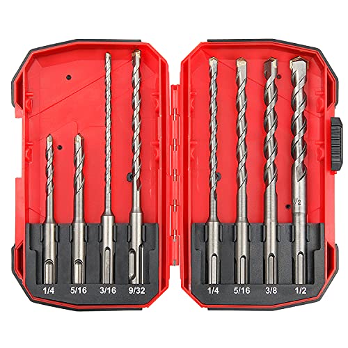 wesleydrill Rotary Hammer Drill Bit Set 8 Pcs SDS-Plus Drill Bits Fit for Fast Drilling in Block, Masonry and Concrete