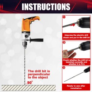 wesleydrill 7 Pcs Extra Long Brad Point Drill Bit Set,12" 300mm Carbon Steel Wood Drill Bits Set,Fit for Bench Hand and Conventional Electric Drill