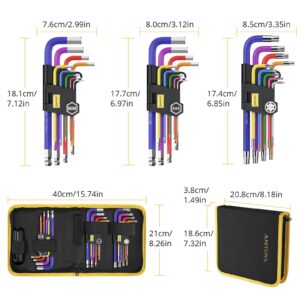 AMTOVL 27PCS Allen Key Set, Metric & SAE Allen Wrench Set, Extra Long Ball & Star End Hex Keys with T-Handle & Color Coding for Bicycle, Household DIY