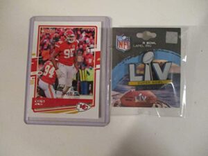 kansas city chiefs collectible star player card plus super bowl lv 55 logo lapel pin (new)