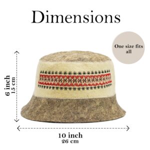 SHSH trade group Ukrainian Wool Sauna Hat Embroidered Ornament Vyshyvanka - Sauna Hat Finnish Ukraine Sauna Hat Wool Russian Banya Sauna Hat for Men Sauna Hats Beige and Gray