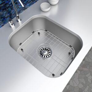 MONSINTA Kitchen Sink Grate and Sink Protectors, Stainless Steel Sink Grid 27 3/16" x 14 5/16" with Center Drain for Single Sink Bowl, Sink Grids Sink Bottom Grid for Kitchen Sink