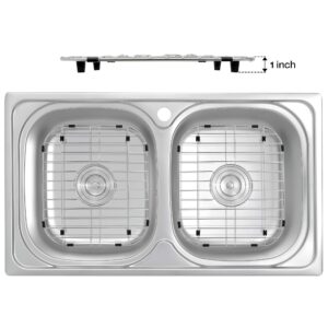 MONSINTA Kitchen Sink Grate and Sink Protectors, Stainless Steel Sink Grid 27 3/16" x 14 5/16" with Center Drain for Single Sink Bowl, Sink Grids Sink Bottom Grid for Kitchen Sink