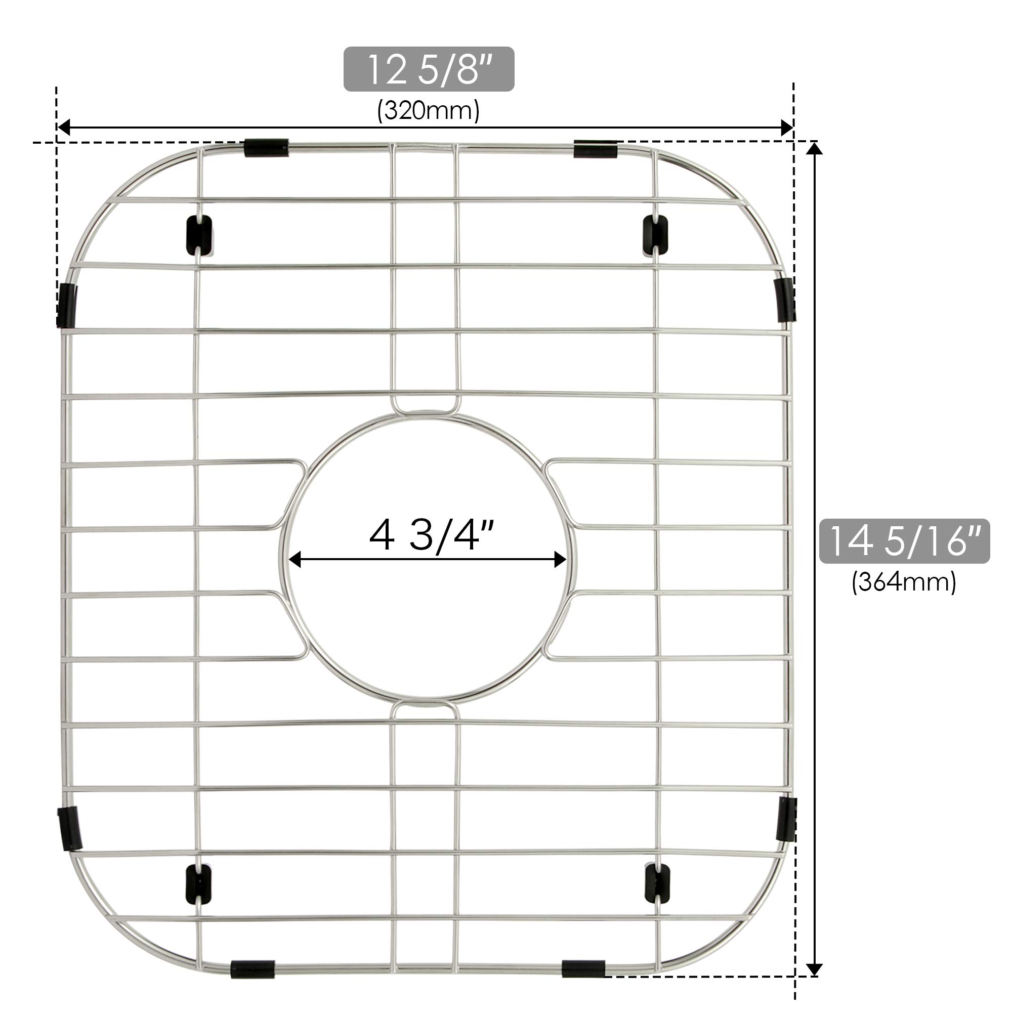 MONSINTA Kitchen Sink Grate and Sink Protectors, Stainless Steel Sink Grid 27 3/16" x 14 5/16" with Center Drain for Single Sink Bowl, Sink Grids Sink Bottom Grid for Kitchen Sink