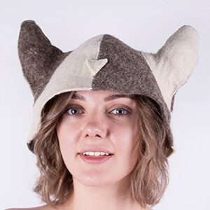 Wool Viking Sauna Hat Sauna Hat Finnish - Ukraine Sauna Hat Wool - Russian Banya Hat for Men - Sauna Hat for Men Sauna Hats Russian White and Gray