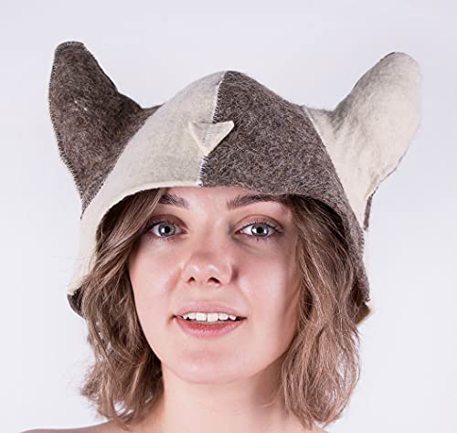 Wool Viking Sauna Hat Sauna Hat Finnish - Ukraine Sauna Hat Wool - Russian Banya Hat for Men - Sauna Hat for Men Sauna Hats Russian White and Gray