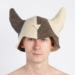 Wool Viking Sauna Hat Sauna Hat Finnish - Ukraine Sauna Hat Wool - Russian Banya Hat for Men - Sauna Hat for Men Sauna Hats Russian White and Gray