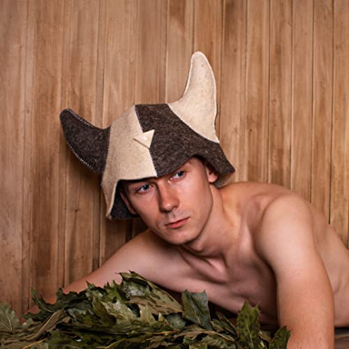 Wool Viking Sauna Hat Sauna Hat Finnish - Ukraine Sauna Hat Wool - Russian Banya Hat for Men - Sauna Hat for Men Sauna Hats Russian White and Gray