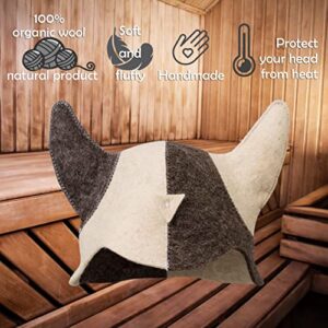 Wool Viking Sauna Hat Sauna Hat Finnish - Ukraine Sauna Hat Wool - Russian Banya Hat for Men - Sauna Hat for Men Sauna Hats Russian White and Gray