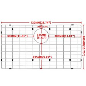 Zeesink Sink Grid and Sink Grate Size 28 3/4" X 15 3/4",Kitchen Sink Protector,Sink Bottom Grid Rear Hole,Sink Grid for Single Bowl Kitchen Sink