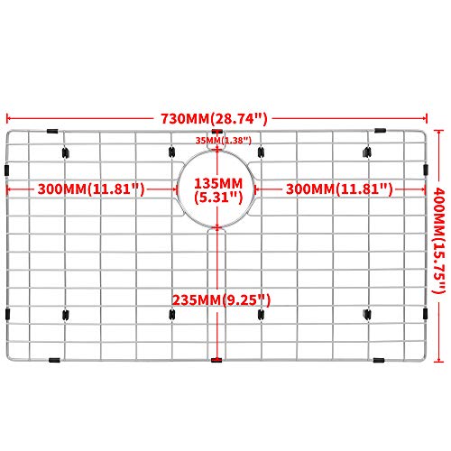 Zeesink Sink Grid and Sink Grate Size 28 3/4" X 15 3/4",Kitchen Sink Protector,Sink Bottom Grid Rear Hole,Sink Grid for Single Bowl Kitchen Sink