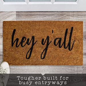 Hey Y'all Welcome Mat Outdoor 30x17 Inch Funny Coir Doormat with Anti-Slip Backing, Hey Yall Door Mat, Entrance Natural Outdoor Door Mat Southern Door Mat Hey Yall Doormat Front Door Mat Hey Yall