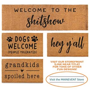 Hey Y'all Welcome Mat Outdoor 30x17 Inch Funny Coir Doormat with Anti-Slip Backing, Hey Yall Door Mat, Entrance Natural Outdoor Door Mat Southern Door Mat Hey Yall Doormat Front Door Mat Hey Yall