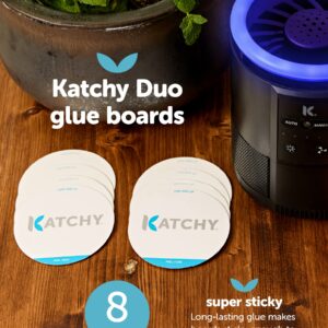 Katchy Indoor Fly Trap - Catcher & Killer for Mosquito, Gnat, Moth, Fruit Flies - Non-Zapper Traps for Buzz-Free Home (8-Pack Glue Boards for Duo Model, White)