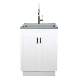 transolid tc-2420-wcw 24-in all-in-one laundry/utility sink kit with faucet in white