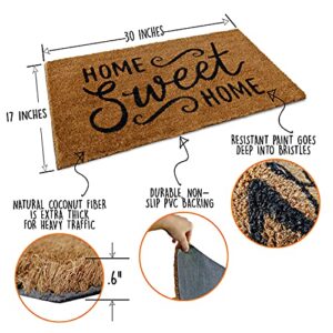 MAINEVENT Home Sweet Home Doormat 30x17 Inches, Welcome Home Mats Front Door, Home Sweet Home Door Mat with Thick Anti-Slip PVC Backing, Fall Welcome Mat Outdoor, Door Mat Outdoor Entrance