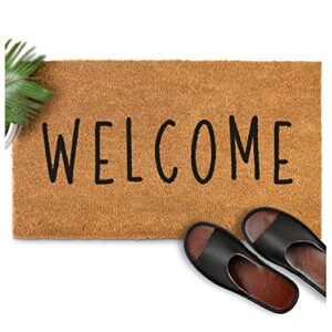 mainevent welcome door mat 30x17 inch, thick welcome mat outdoor, welcome outdoor mat front door entrance, thick non-slip pvc backing welcome entry doormat for front door, welcome mat