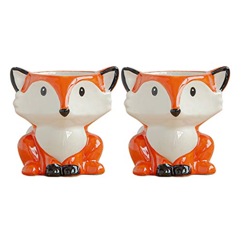 PRETYZOOM 2pcs Succulent Potted Plant Fox Plant Pot House Plant Pot Fox Flower Pot Small Planter Pots Table Top Decor Succulent Ceramic Pot Flower Vase Ceramics Indoor Flower Stand