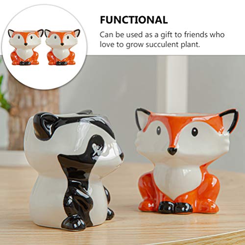 PRETYZOOM 2pcs Succulent Potted Plant Fox Plant Pot House Plant Pot Fox Flower Pot Small Planter Pots Table Top Decor Succulent Ceramic Pot Flower Vase Ceramics Indoor Flower Stand