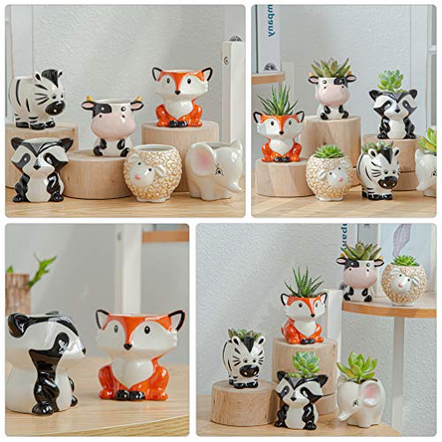 PRETYZOOM 2pcs Succulent Potted Plant Fox Plant Pot House Plant Pot Fox Flower Pot Small Planter Pots Table Top Decor Succulent Ceramic Pot Flower Vase Ceramics Indoor Flower Stand